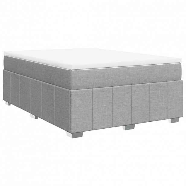 vidaXL Box spring postel s matrací světle šedá 140 x 190 cm textil