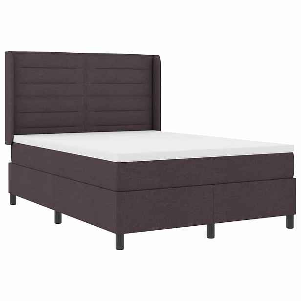 vidaXL LED box pružinová postel s čelo Tmavě hnědá 140 x 190 cm textil