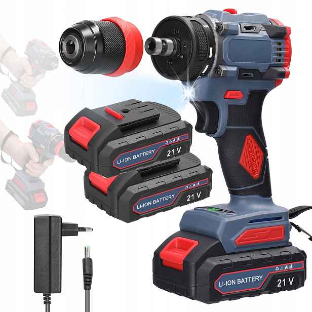 Aku Šroubovák S Vrtací Funkcí 21V 1300mAh 2×BATERIE