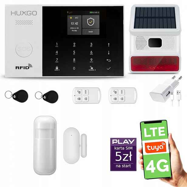 Bezdrátový alarm WiFi Gsm 4G s aplikací Tuya, Huxgo HXA005 R1BS