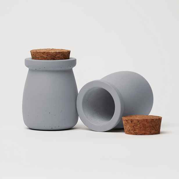 ODLITO Betonová dóza – Nefertiti – šedá – 8 cm – 2ks