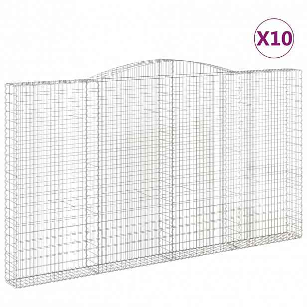 vidaXL Klenuté gabionové koše 10ks 400x30x220/240cm pozinkované železo