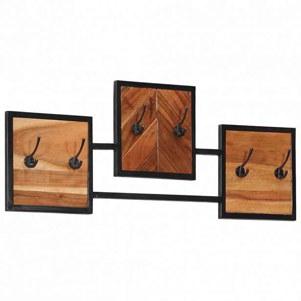 vidaXL Nástěnný věšák 90 x 1 x 35 cm masivní akáciové dřevo a železo