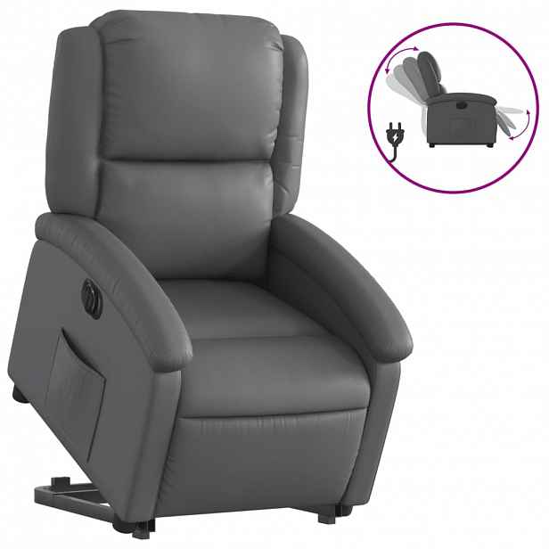 vidaXL Elektrické zvedací polohovací křeslo šedé umělá kůže