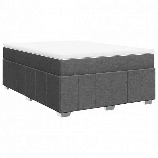 vidaXL Box spring postel s matrací tmavě šedý 140 x 190 cm textil