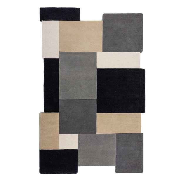 Černo-šedý ručně tkaný vlněný koberec 200x290 cm Collage Monochrome – Flair Rugs