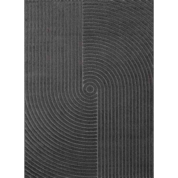 Koberec do obývacího pokoje 200 x 280 cm, moderní grafitový vyřezávaný vzor, měkký vlas