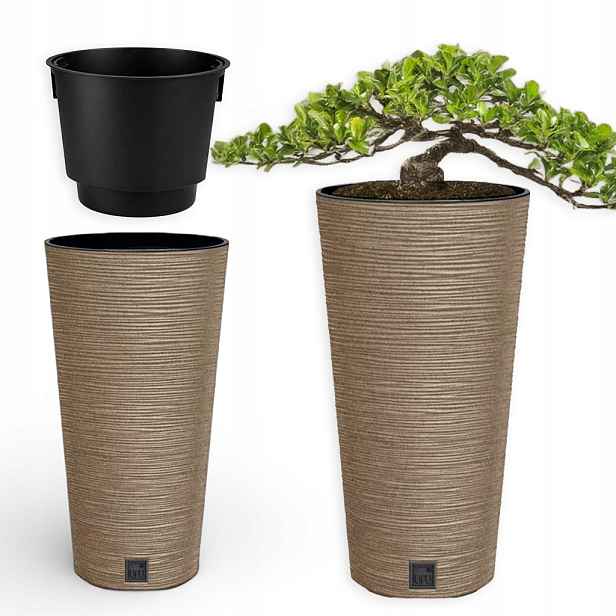 Květináč Vysoký Slim 30X58 CM S Vložkou Na Terasu Eco Wood