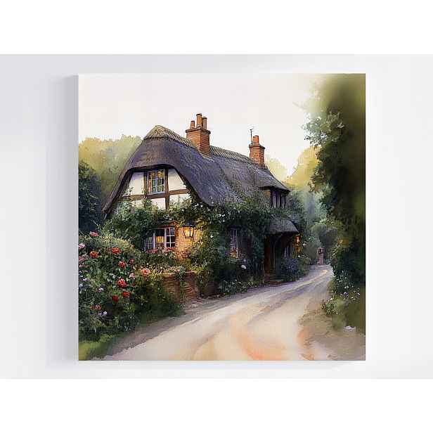 Obraz Na Plátně Canvas Krajina Pohled Anglie Vesnice Dům Zahrada Střecha 50x50