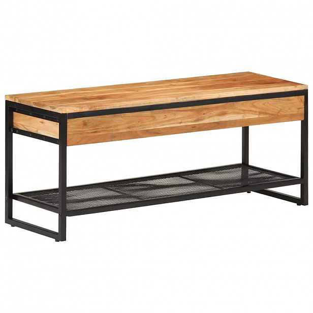 vidaXL Lavice na boty 110 x 35 x 45 cm masivní akáciové dřevo a železo