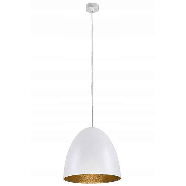 Závěsné svítidlo Egg Bílé Zlaté Kovové Stínidlo 1xE27 38 Cm Stropní Svítidlo Dům