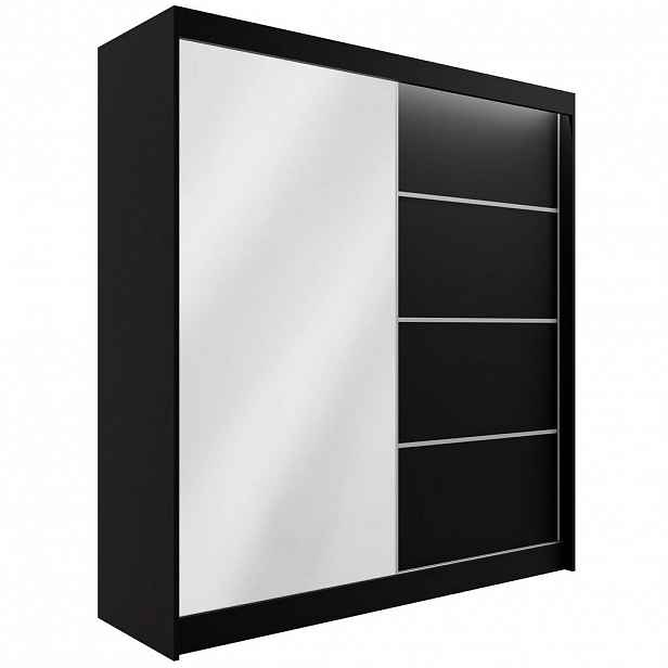 ALTDECOR ŠATNÍ SKŘÍŇ PAOKI s LED – 200 cm – černá