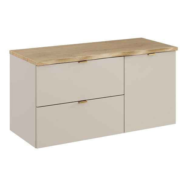 Comad Závěsná skříňka pod umyvadlo Dalia Cashmere Nature s košem na prádlo a deskou 100 cm dub cremona/kašmírová