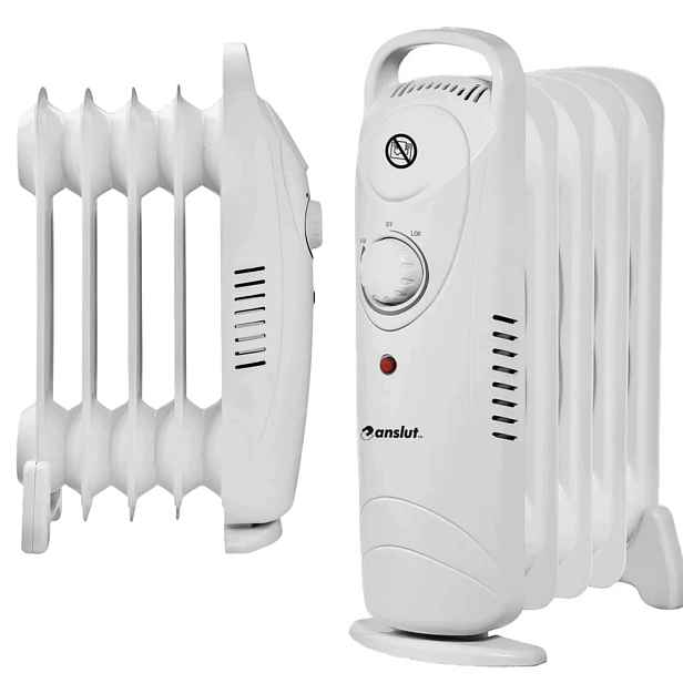 Elektrický olejový radiátor Anslut 500 W bílý 230 V Malý přenosný termostat