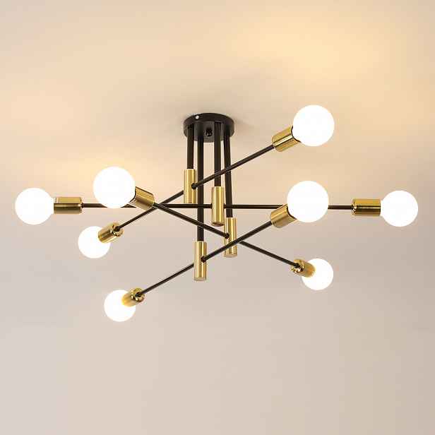 Stropní závěsné svítidlo E27 Lustr Černá+Zlatá Loft Moderní