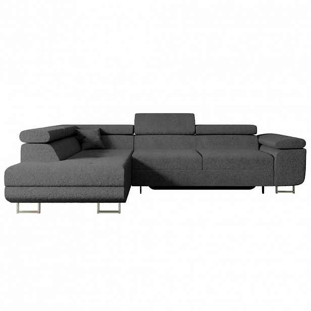 ALTDECOR ROHOVÁ SEDACÍ SOUPRAVA s funkcí lůžka a úložným prostorem GUSA-L 272x202x107 cm šedá buklé