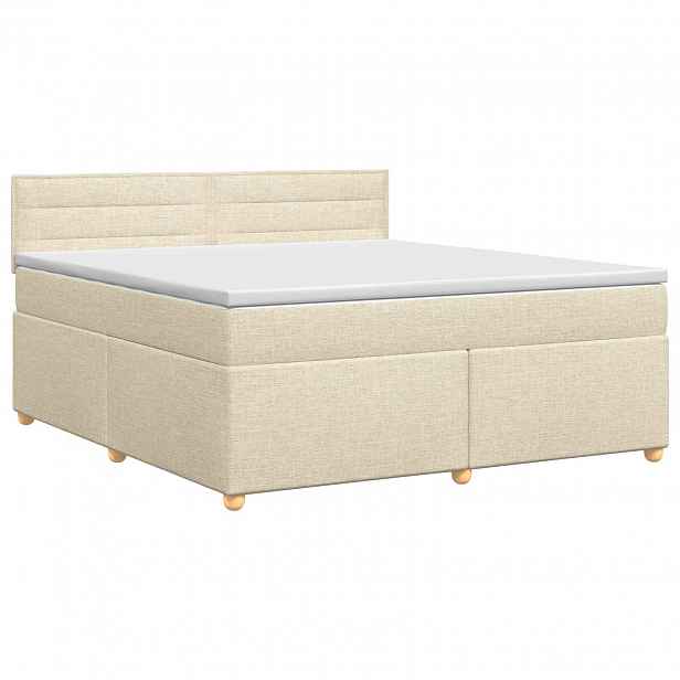 vidaXL Postel boxspring s matrací s čelo Krémová 140 x 200 cm Textil