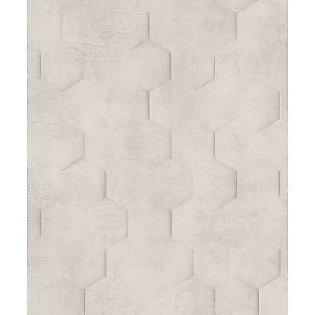 Betonová Tapeta Vzor 3D Hexagony Vinylová Béžová Tapeta