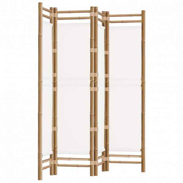 vidaXL Skládací 4panelový paraván 160 cm bambus a plátno