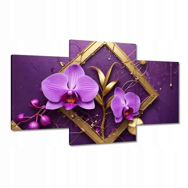 Obrazy 100x60 Fialové orchideje a zlato