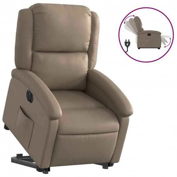vidaXL Elektrické zvedací polohovací křeslo cappuccino umělá kůže