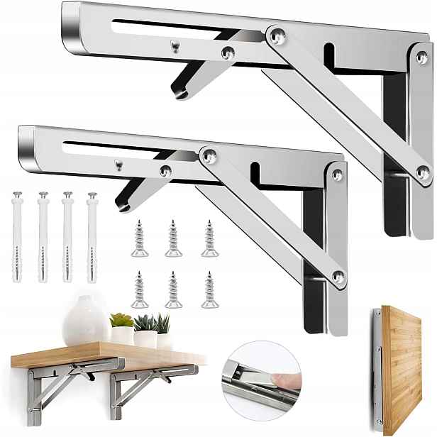 2X Konzole Na Polici Skládací Podpěra Držák 50 CM