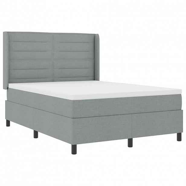 vidaXL LED box pružinová postel s čelo Světle šedá 140 x 200 cm textil