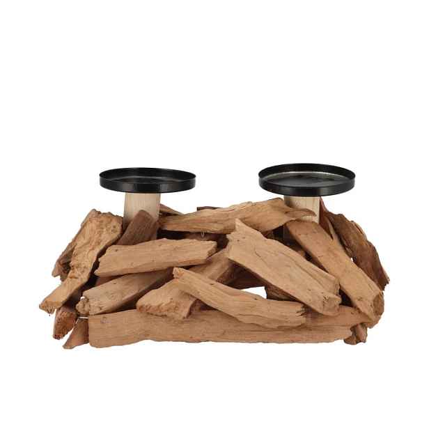 Dřevěný antik svícen na 2 válcové svíčky Driftwood - 30*17*15 cm daan kromhout