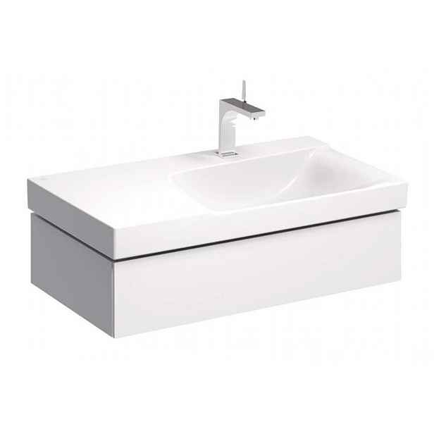 Geberit Xeno 2 - Skříňka pod umyvadlo 90 cm s odkládací plochou, zásuvka s LED svítidlem, lesklá bílá 500.514.01.1