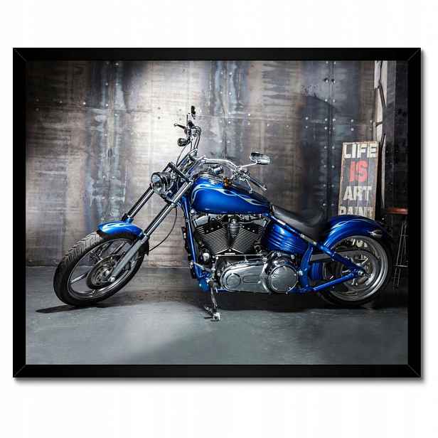 Plakáty v rámu 50x40 Modrý chopper Motor