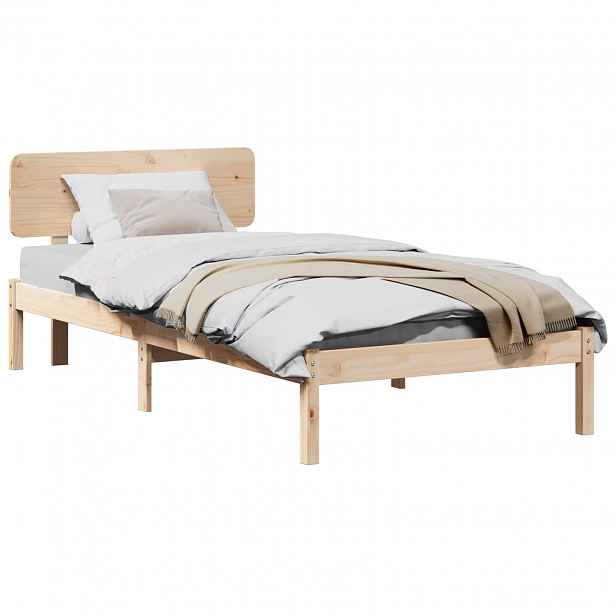 vidaXL Rám postele s čelo Přírodní 75 x 190 cm Masivní borové dřevo