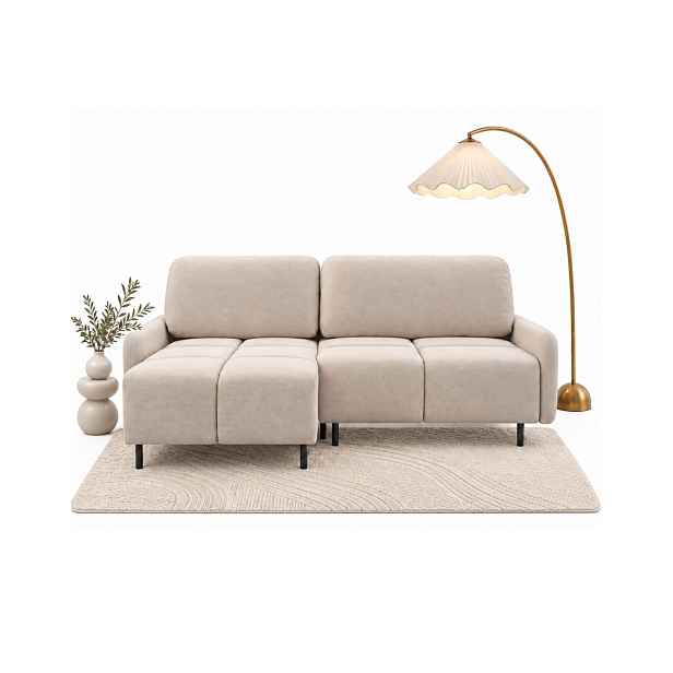 Malá rohová sedací souprava Tiko 208 cm, rozkládací, levostranná, béžová - expresní odeslání 24 - 48h