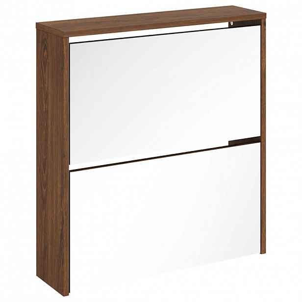vidaXL Botník se zrcadlem 2patrový hnědý dub 63 x 17 x 67 cm