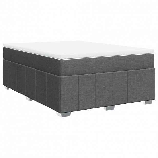 vidaXL Box spring postel s matrací tmavě šedá 140x200 cm textil