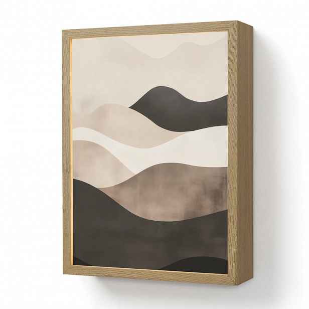 OnlyWow NÁSTĚNNÁ LAMPA S AKUMULÁTOREM Abstraktní - Krajina - Vlny - Krémová barva 30x40 cm