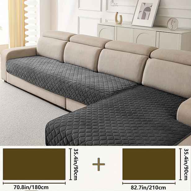 TEMU [Fangyun Weave] Sada 2 ultra měkkých a pohodlných plyšových potahů na pohovku, protiskluzové a odolné, prošívaný design, lze prát v pračce,