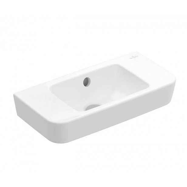 Villeroy & Boch O.novo - Umývátko Compact 50x25 cm, s přepadem, bez otvoru pro baterii, AntiBac, CeramicPlus, alpská bílá 434252T2
