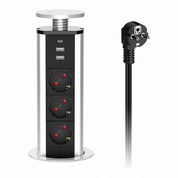 zásuvková lišta stolní zásuvka 3 zásuvky 2x Usb A Usb C PD20W 16A