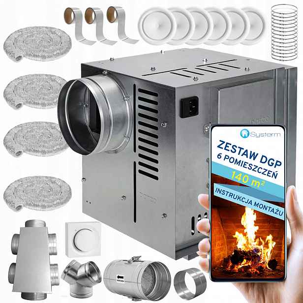 Krbová Turbína Krbový ventilátor Set Dgp 6 místností 140 m2