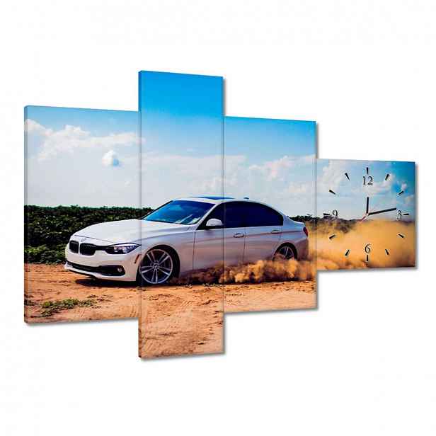Nástěnné hodiny 100x70 Bmw Drift na písku