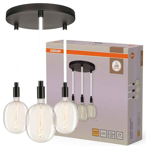 Závěsná stropní lampa 28W 1400lm 2700K Teplá 3x E7 Černá Decor Osram