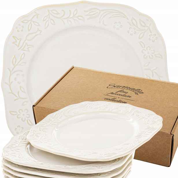 6 ks Porcelánový dezertní talíř Sarmatia 19,5 cm čtvercový snídaňový