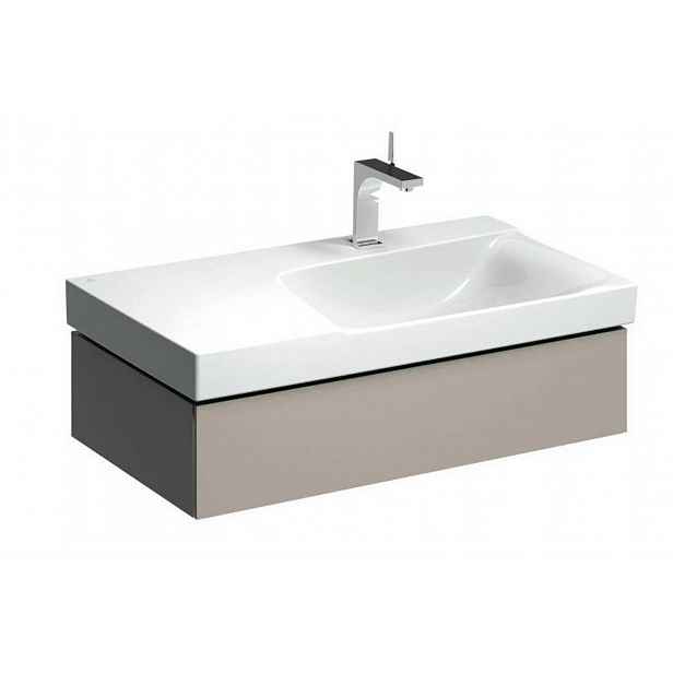 Geberit Xeno 2 - Skříňka pod umyvadlo 90 cm s odkládací plochou, zásuvka s LED svítidlem, šedobéžová 500.514.00.1
