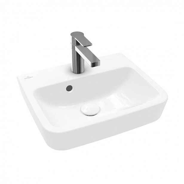 Villeroy & Boch O.novo - Umývátko na desku, 45x37 cm, s přepadem, otvor pro baterii, alpská bílá 43444G01