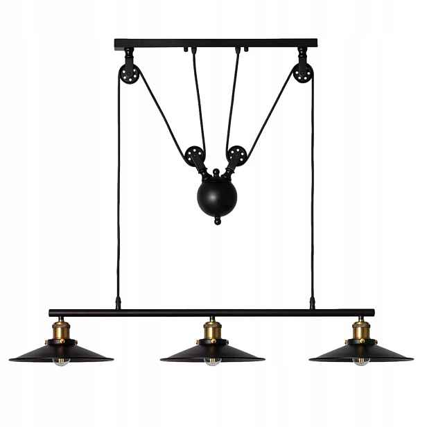 Závěsná lampa lustr retro černá zlatá nad stůl do obývacího pokoje 3 body Abruzzo