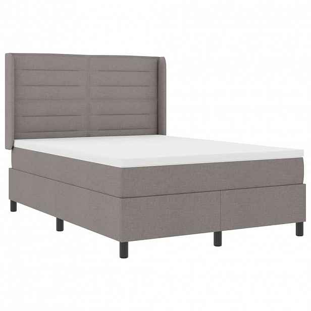 vidaXL LED box pružinová postel s čelo Taupe 140 x 200 cm textil
