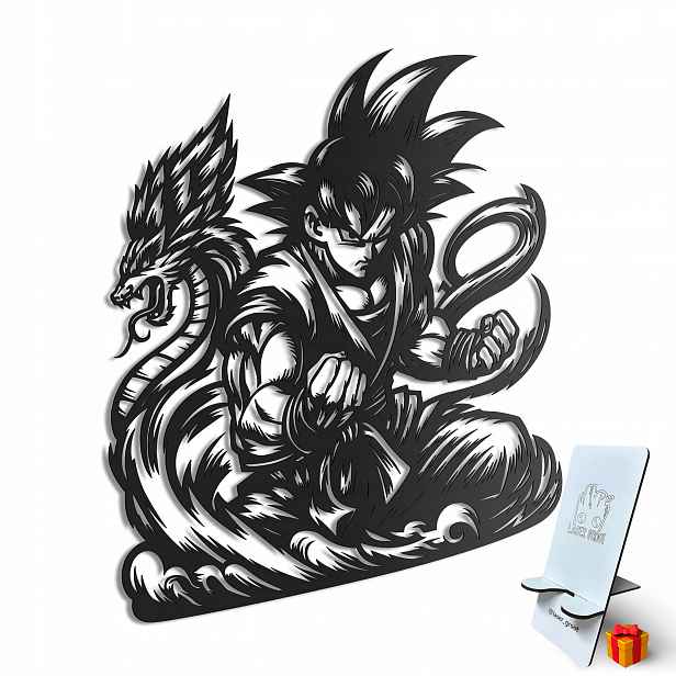 Dřevěný 3D obraz Anime Goku Dragonball Nástěnná Dekorace Dárek XL