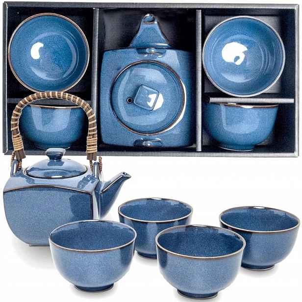 Japonský elegantní porcelánový modrý čajový set 5E Džbánek 600 ml