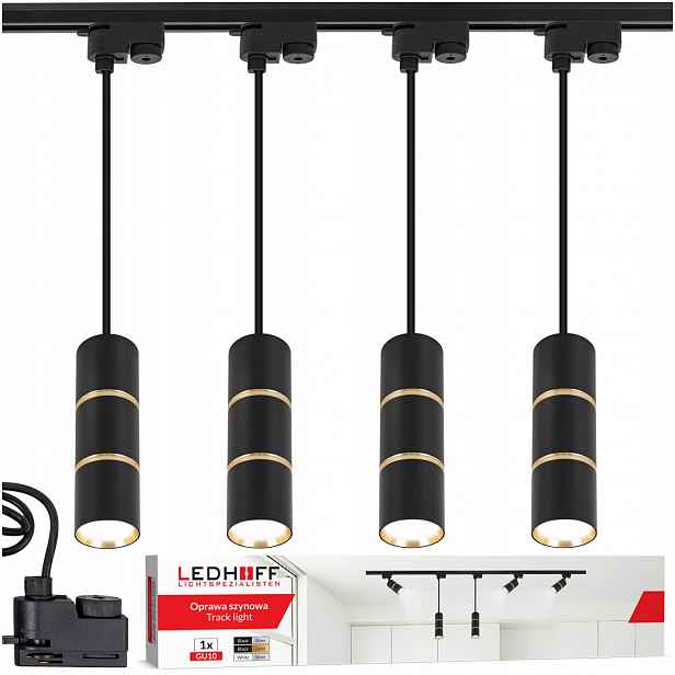 Kolejnicové osvětlení Szyna 1 m 4x Led závěsná lampa Tuba GU10 černá Zlatá