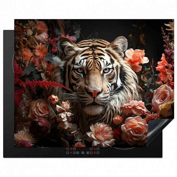 MuchoWow KRYT NA INDUKČNÍ DESKU Tygr - Zvíře - Příroda - Květiny - Botanické motivy 65x52 cm